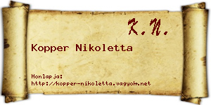 Kopper Nikoletta névjegykártya